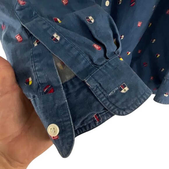 Chaps Ralph Lauren Mens Long Sleeve Button-Up Shirt Nautical Print XL Cotton - Picture 4 of 6